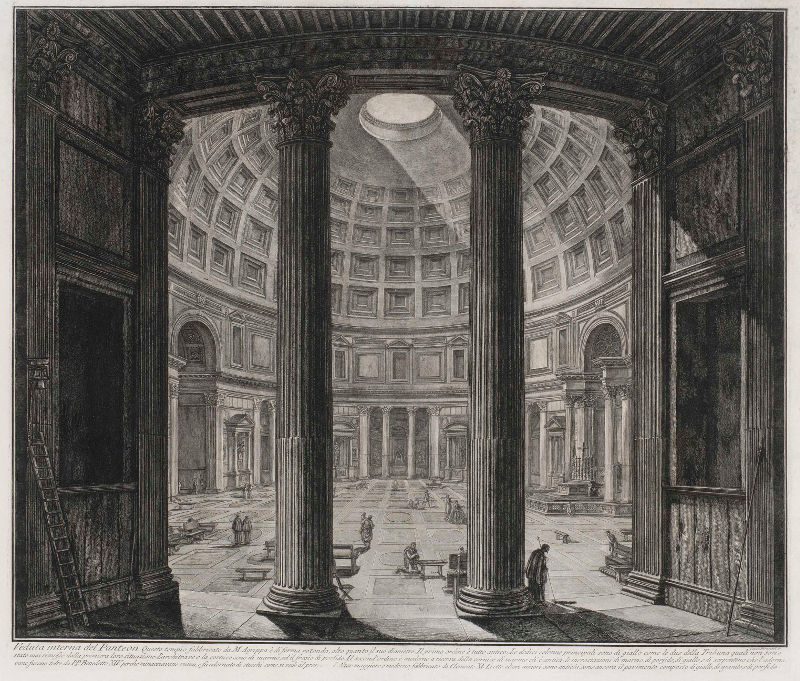 Vista del interior del Panteón. Vedute di Roma