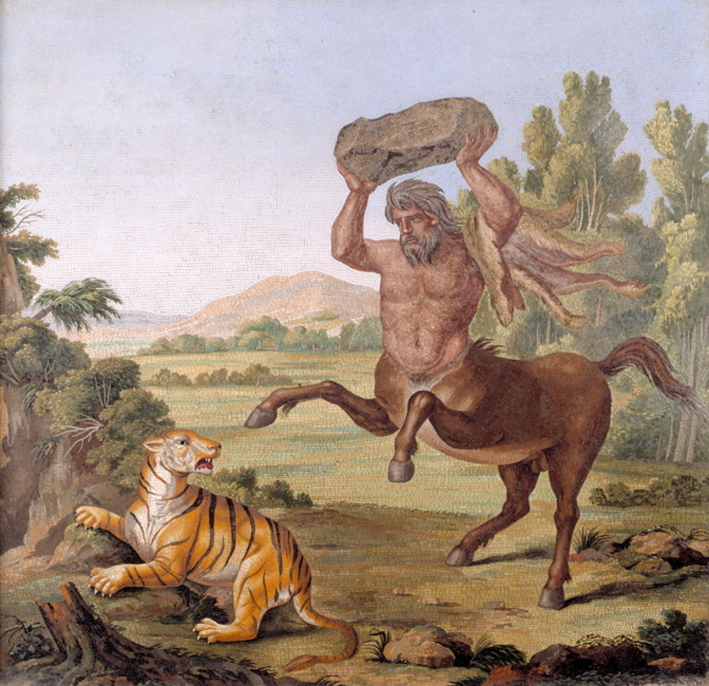 Combate del centauro con el tigre